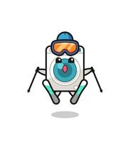 washing machine mascot character as a ski player vector