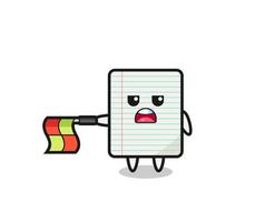 paper character as line judge hold the flag straight horizontally vector