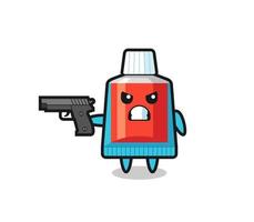 the cute toothpaste character shoot with a gun vector