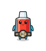 the MMA fighter toothpaste mascot with a belt vector