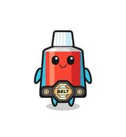 the MMA fighter toothpaste mascot with a belt vector