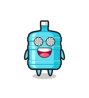 cute gallon water bottle character with hypnotized eyes vector