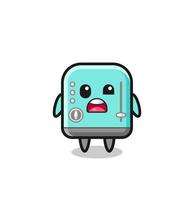 the shocked face of the cute toaster mascot vector
