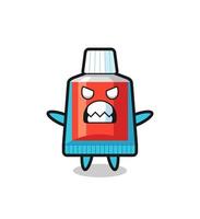 wrathful expression of the toothpaste mascot character vector