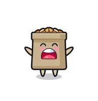 cute wheat sack mascot with a yawn expression vector