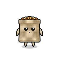 the bored expression of cute wheat sack characters vector