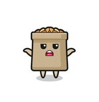 wheat sack mascot character saying I do not know vector