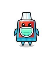 cute toothpaste cartoon wearing a mask vector