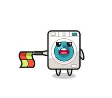 washing machine character as line judge hold the flag straight horizontally vector