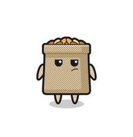 cute wheat sack character with suspicious expression vector