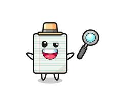 illustration of the paper mascot as a detective who manages to solve a case vector