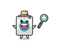 ilustración de la mascota de la lavadora como detective que logra resolver un caso vector