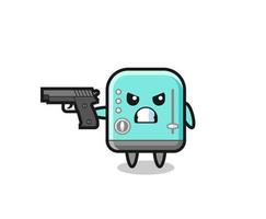 the cute toaster character shoot with a gun vector