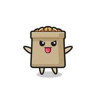 naughty wheat sack character in mocking pose vector