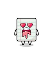 the falling in love expression of a cute paper with heart shaped eyes vector
