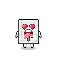 the falling in love expression of a cute paper with heart shaped eyes vector