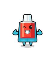 the muscular toothpaste character is posing showing his muscles vector