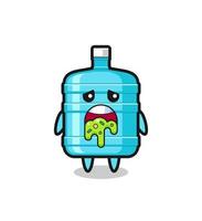 the cute gallon water bottle character with puke vector