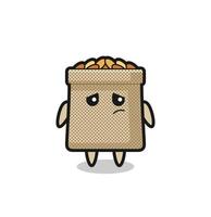 the lazy gesture of wheat sack cartoon character vector