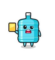 cartoon gallon water bottle character as a football referee giving a yellow card vector