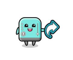 cute toaster hold social media share symbol vector