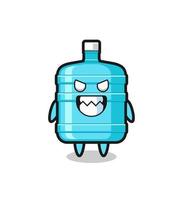 evil expression of the gallon water bottle cute mascot character vector