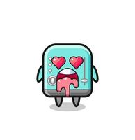 the falling in love expression of a cute toaster with heart shaped eyes vector