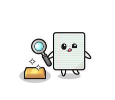 paper character is checking the authenticity of the gold bullion vector