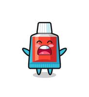 cute toothpaste mascot with a yawn expression vector