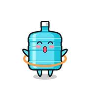 cute gallon water bottle cartoon is playing hula hoop vector