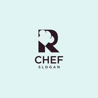 logotipo del chef de la letra r, arte inicial del diseño del vector del cocinero del restaurante