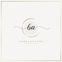 BA Initial Letter handwriting logo hand drawn template vector, logo for beauty, cosmetics, wedding, fashion and business vector