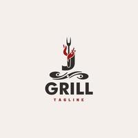 J Letter Grill Basic and elegant minimal artistic design based Icon logo vector