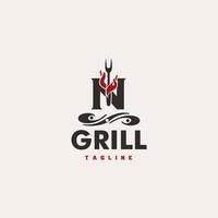 n letter grill básico y elegante mínimo diseño artístico basado en icono logo vector