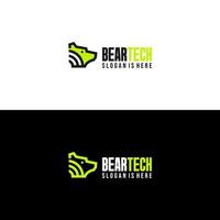 vector de logotipo de tecnología moderna de línea de oso