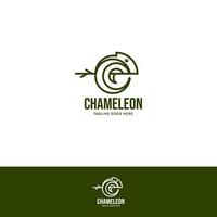 Chameleon modern line art logo Vector Template