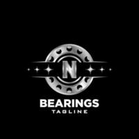 N Letter roller bearing letter  logo icon vector emblem