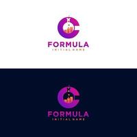 Modern initial letter C formula botlle lab logo. simple icon, template design art vector