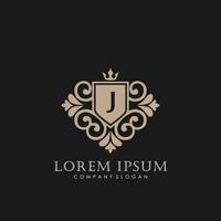 J Initial Letter Luxury Logo template in vector art for Restaurant, Royalty, Boutique, Cafe, Hotel, Heraldic, Jewelry, Fashion and other vector illustration.