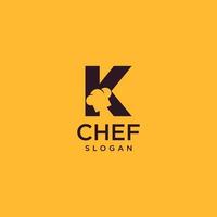 logotipo del chef de la letra k, arte inicial del diseño del vector del cocinero del restaurante