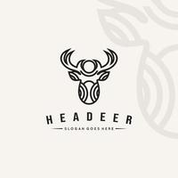 Deer head logo line template vector icon illustration design