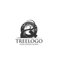 árbol creativo letra q diseño de logotipo inspiración arte vectorial vector