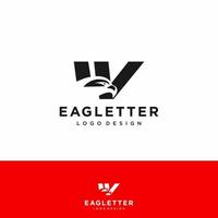 Letter W eagle head logo black vector color and red background art