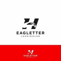 letra h cabeza de águila logotipo negro vector color y arte de fondo rojo