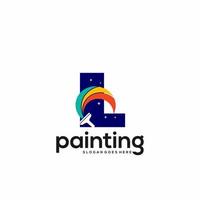 Logotipo de letra l y combinación de diseño de gota de pintura, arte de plantilla de logotipo colorido vector