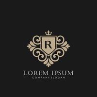 R Initial Letter Luxury Logo template in vector art for Restaurant, Royalty, Boutique, Cafe, Hotel, Heraldic, Jewelry, Fashion and other vector illustration.