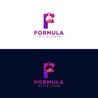 Modern initial letter F formula botlle lab logo. simple icon, template design art vector