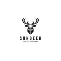 Abstract Deer Head with sun Logo Design. Vector illustration. Stylized geometric shape deer logotype. for t-shirt design