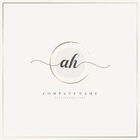 AH Initial Letter handwriting logo hand drawn template vector, logo for beauty, cosmetics, wedding, fashion and business vector