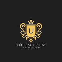 U Initial Letter Luxury Logo template in vector art for Restaurant, Royalty, Boutique, Cafe, Hotel, Heraldic, Jewelry, Fashion and other vector illustration.